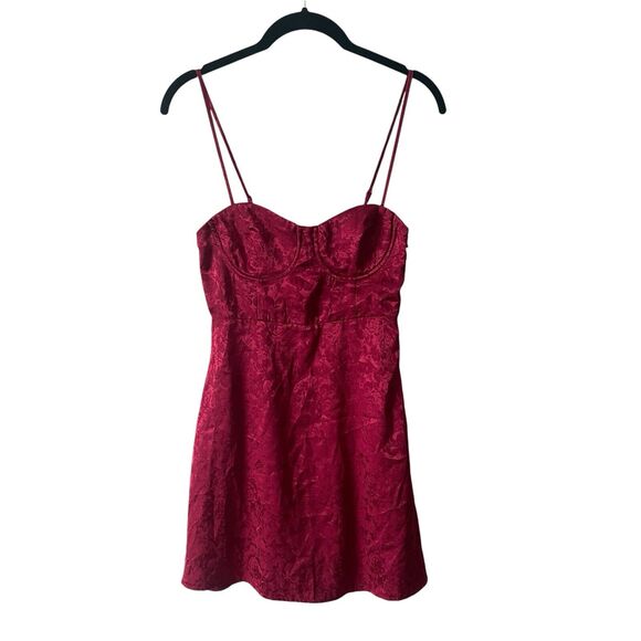 Princess Polly US 0 A-Line Dress Maroon Floral Underwire Cups Strappy - Picture 1 of 12